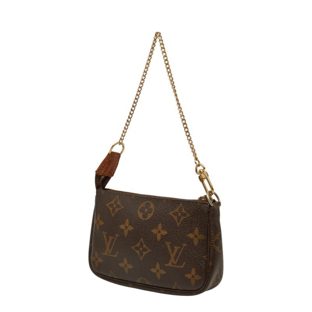 LOUIS VUITTON Authentic Brown Monogram Leather Pochette Mini Bag - Picture 2 of 9